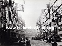 01147705 Blick in den Brook ca. 1880 -. durch den Zollanschluss Hamburgs 1888 an Preuen entstand in diesem Gebiet der Hamburger Freihafen - ca. 20 000 Menschen, die hier lebten mussten umgesiedelt werden - die Wohn- und Lagerhuser wurden abgerissen und die  Speicherstadt mit ihrer Infrastruktur errichtet. 